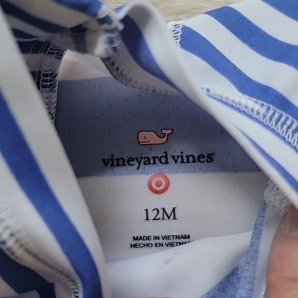 VINEYARD VINES BLUE AND WHITE STRIPED WHALE ONE-PIECE RASHGUARD SWIMSUIT - Picture 5 of 10